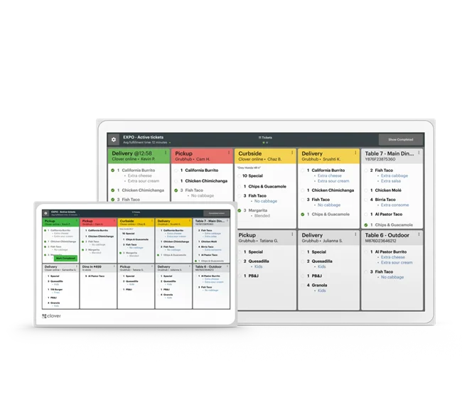 Clover Kitchen Display System in two screen sizes